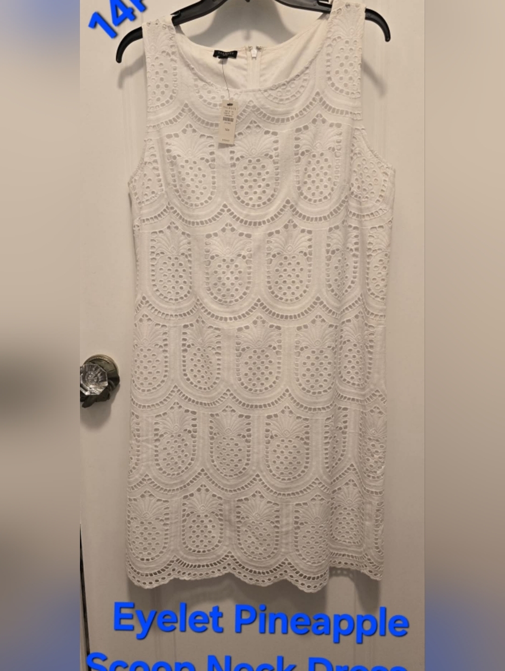 Talbots 14P White Eyelet Dress, NEW W TAGS!